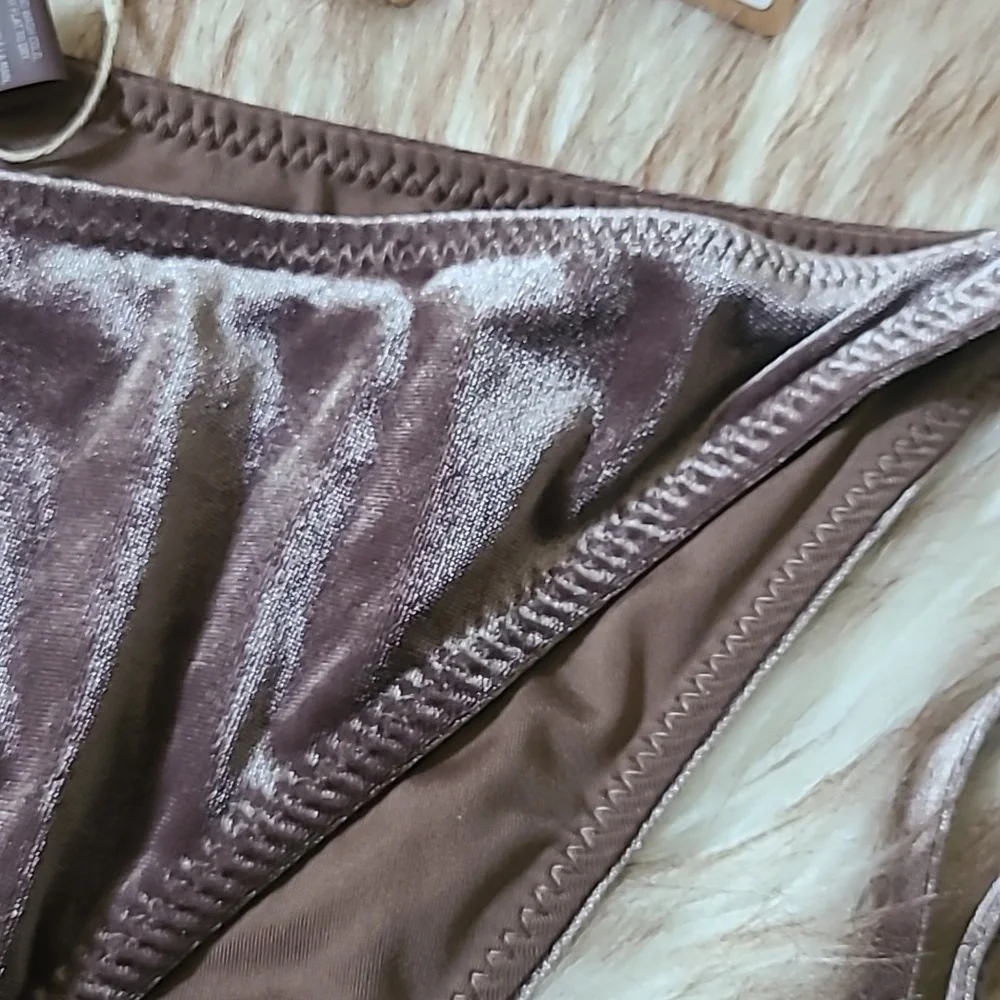 NWT SKIMS Textured Bikini Story Tie Bottom Size 3X Umber
